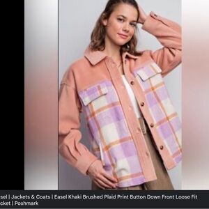 D6.Easel Peach and Lavender Plaid Utility Jacket